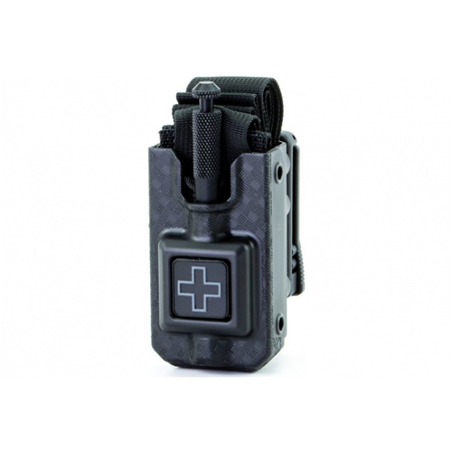 Eleven 10 RIGID TQ Case for SOF-TT Tourniquet with attached tourniquet and belt clip for quick access and durability.